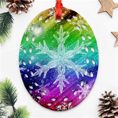 Christmas-snowflake-background Ornament (oval Filigree)