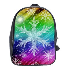 Christmas-snowflake-background School Bag (xl) by Jancukart