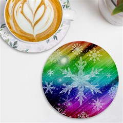 Christmas-snowflake-background Uv Print Round Tile Coaster by Jancukart