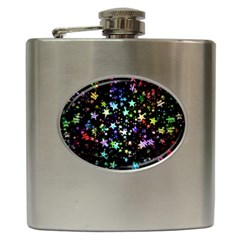 Christmas-star-gloss-lights-light Hip Flask (6 Oz) by Jancukart