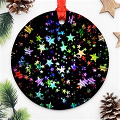 Christmas-star-gloss-lights-light Round Ornament (two Sides)