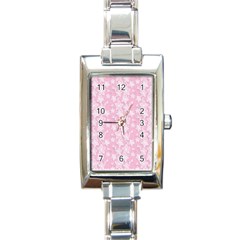 Pink-floral-background Rectangle Italian Charm Watch