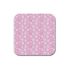 Pink-floral-background Rubber Square Coaster (4 Pack) by Jancukart