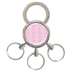 Pink-floral-background 3-ring Key Chain