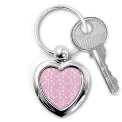 Pink-floral-background Key Chain (heart)