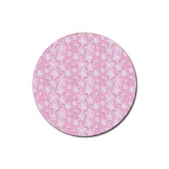 Pink-floral-background Rubber Coaster (round)