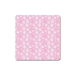 Pink-floral-background Square Magnet by Jancukart