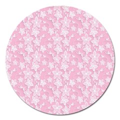 Pink-floral-background Magnet 5  (round)