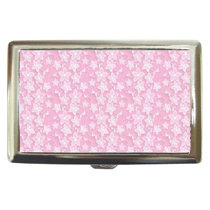 Pink-floral-background Cigarette Money Case