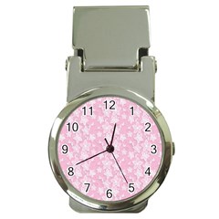 Pink-floral-background Money Clip Watches