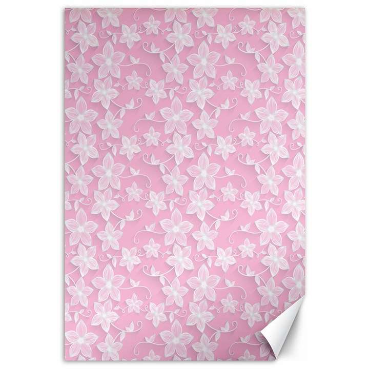 Pink-floral-background Canvas 12  x 18 