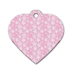 Pink-floral-background Dog Tag Heart (two Sides) by Jancukart