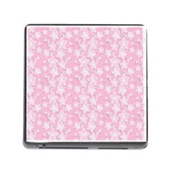 Pink-floral-background Memory Card Reader (square 5 Slot)