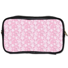 Pink-floral-background Toiletries Bag (two Sides)