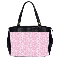 Pink-floral-background Oversize Office Handbag (2 Sides)