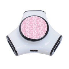 Pink-floral-background 3-port Usb Hub