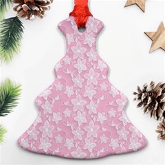 Pink-floral-background Christmas Tree Ornament (two Sides)