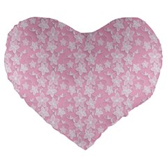 Pink-floral-background Large 19  Premium Heart Shape Cushions by Jancukart