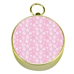 Pink-floral-background Gold Compasses