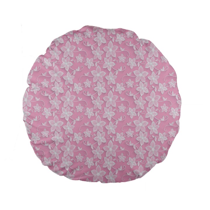 Pink-floral-background Standard 15  Premium Flano Round Cushions