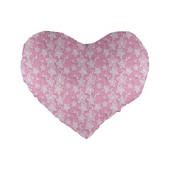 Pink-floral-background Standard 16  Premium Flano Heart Shape Cushions