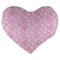 Pink-floral-background Large 19  Premium Flano Heart Shape Cushions