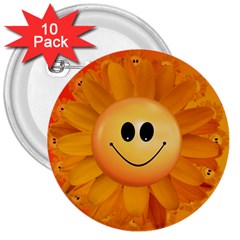 Sun-sunflower-joy-smile-summer 3  Buttons (10 Pack)  by Jancukart