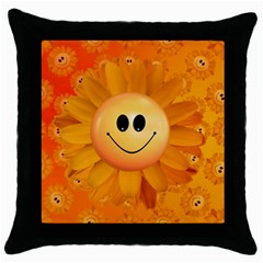 Sun-sunflower-joy-smile-summer Throw Pillow Case (black)