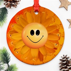 Sun-sunflower-joy-smile-summer Round Ornament (two Sides) by Jancukart