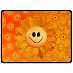 Sun-sunflower-joy-smile-summer Fleece Blanket (large)  by Jancukart