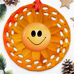 Sun-sunflower-joy-smile-summer Round Filigree Ornament (two Sides)