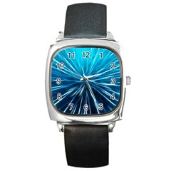 Background-structure-lines Square Metal Watch