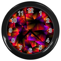 Squares Motif Geometric Pattern Wall Clock (black) by dflcprintsclothing