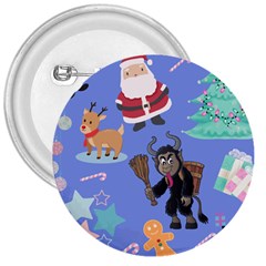 Blue Krampus Christmas 3  Buttons by NerdySparkleGoth