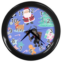 Blue Krampus Christmas Wall Clock (black) by NerdySparkleGoth