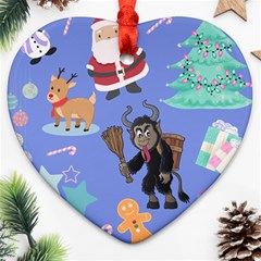 Blue Krampus Christmas Heart Ornament (two Sides) by NerdySparkleGoth