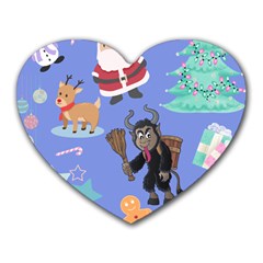 Blue Krampus Christmas Heart Mousepads by NerdySparkleGoth