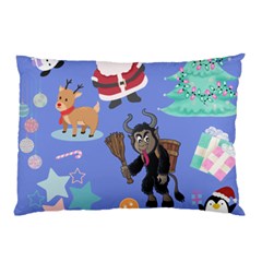 Blue Krampus Christmas Pillow Case by NerdySparkleGoth