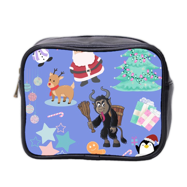 Blue Krampus Christmas Mini Toiletries Bag (Two Sides)