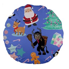 Blue Krampus Christmas Large 18  Premium Round Cushions by NerdySparkleGoth