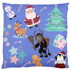 Blue Krampus Christmas Large Flano Cushion Case (one Side) by NerdySparkleGoth