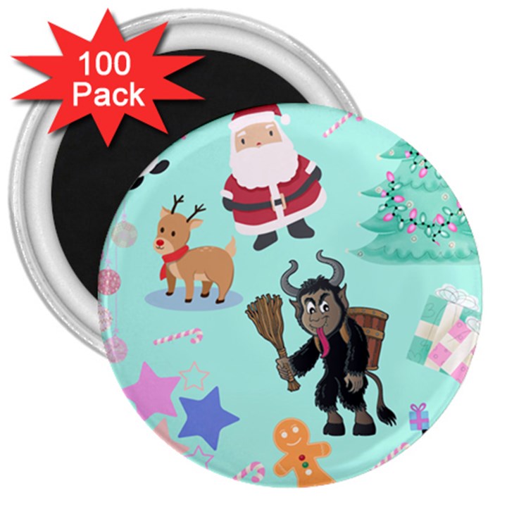 Green Krampus Christmas 3  Magnets (100 pack)