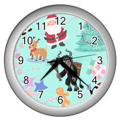 Green Krampus Christmas Wall Clock (silver) by NerdySparkleGoth