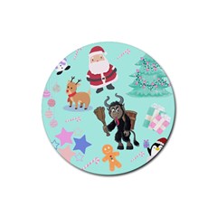 Green Krampus Christmas Rubber Coaster (round) by NerdySparkleGoth