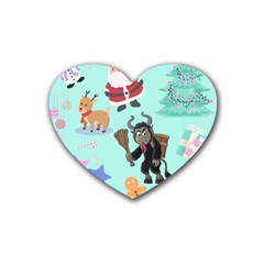 Green Krampus Christmas Rubber Coaster (heart) by NerdySparkleGoth