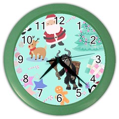 Green Krampus Christmas Color Wall Clock by NerdySparkleGoth