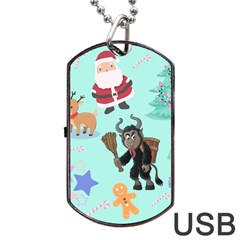 Green Krampus Christmas Dog Tag Usb Flash (one Side) by NerdySparkleGoth