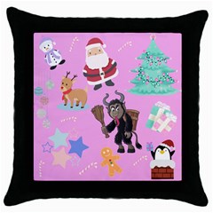 Pink Krampus Christmas Throw Pillow Case (black)