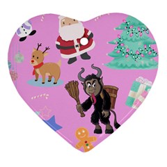 Pink Krampus Christmas Heart Ornament (two Sides) by NerdySparkleGoth