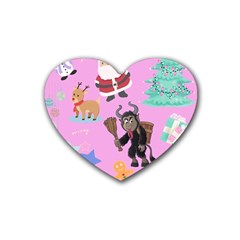 Pink Krampus Christmas Rubber Coaster (heart) by NerdySparkleGoth